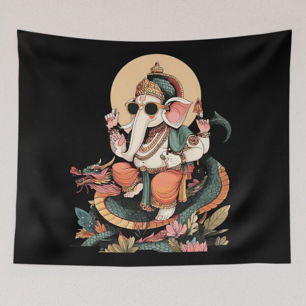 Item preview, Cool Elephant Riding Oriental Dragon Golden Halo Pop Art designed and sold by PANNARUK THAILAND.