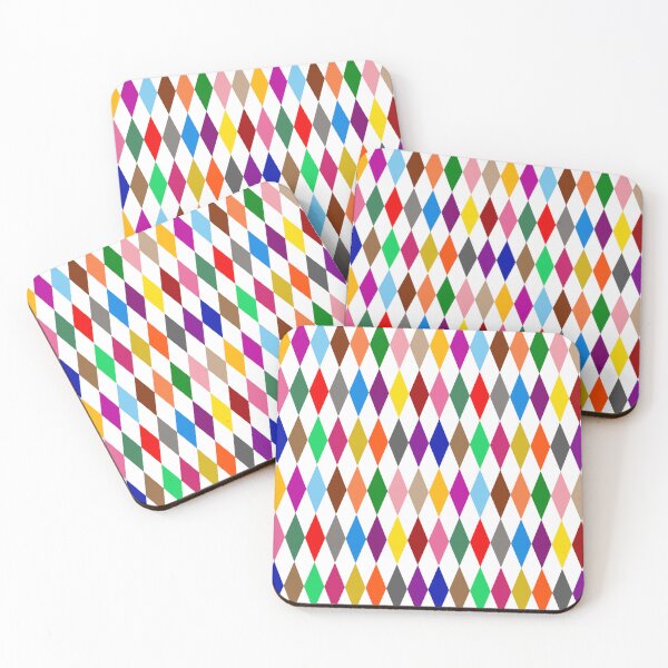 Item preview, Colorful Harlequin Diamonds Pattern Design White designed and sold by PatternTitan.