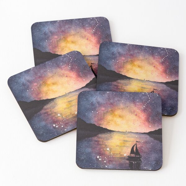 Item preview, Starry Sailboat Watercolour Print, Nautical Wall Art | Beyond the Map designed and sold by ArithraStudio.