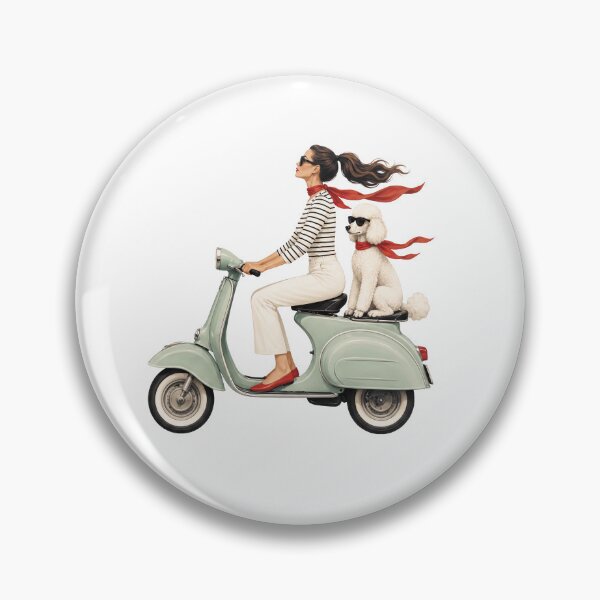 Item preview, Girl on Vespa Scooter with Standard Poodle designed and sold by PoppeeFrost.