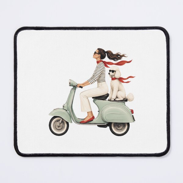 Item preview, Girl on Vespa Scooter with Standard Poodle designed and sold by PoppeeFrost.