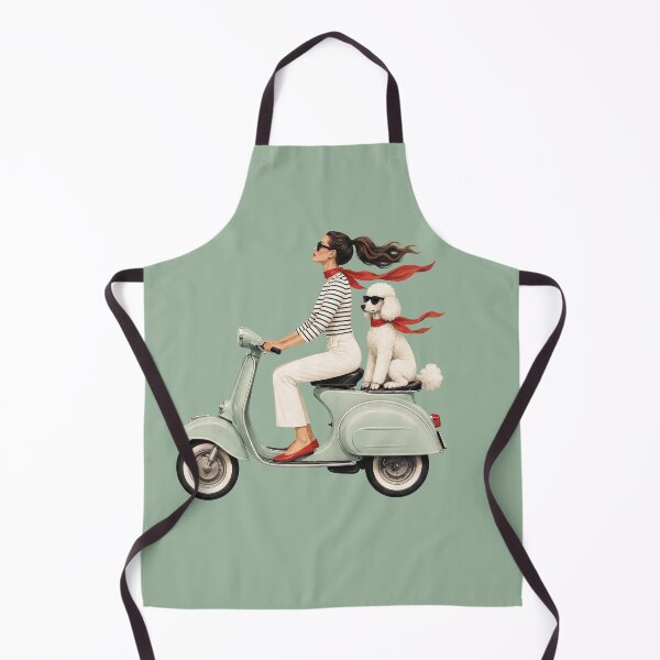 Item preview, Girl on Vespa Scooter with Standard Poodle designed and sold by PoppeeFrost.