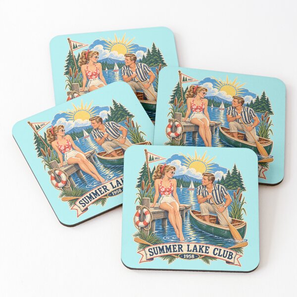 Item preview, Vintage Summer Lake Club 1958 Retro Art Print designed and sold by Normandy Road Heritage™ - Vintage Garage Art.