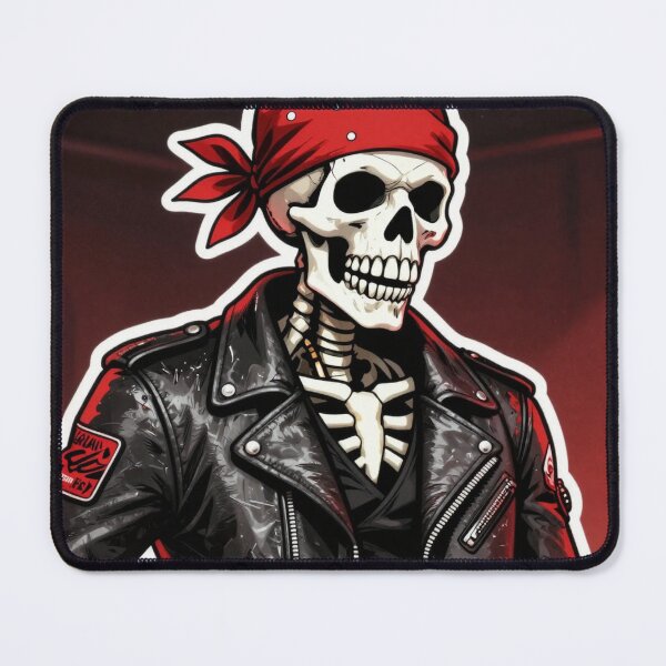Item preview, Biker Skeleton Leather Jacket Red Bandana Sticker designed and sold by MariaPCMaria.