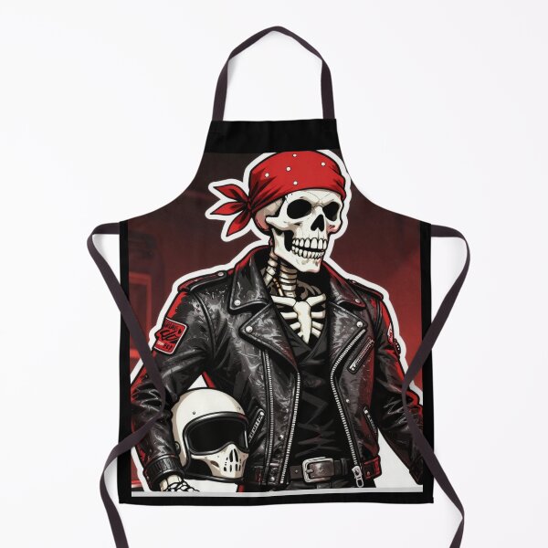 Item preview, Biker Skeleton Leather Jacket Red Bandana Sticker designed and sold by Funnygiftsstudio .