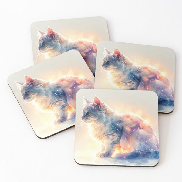 Item preview, Luminous Cosmic Cat Watercolor Artwork designed and sold by BetweenForms.