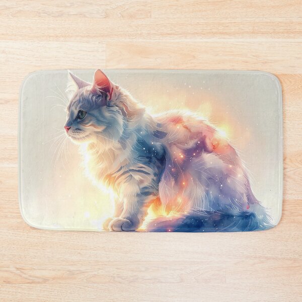 Item preview, Luminous Cosmic Cat Watercolor Artwork designed and sold by BetweenForms.