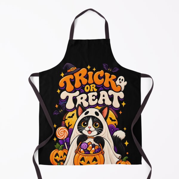 Item preview, Trick or Treat Halloween Cat Ghost Pumpkin designed and sold by Retro Whiskers.