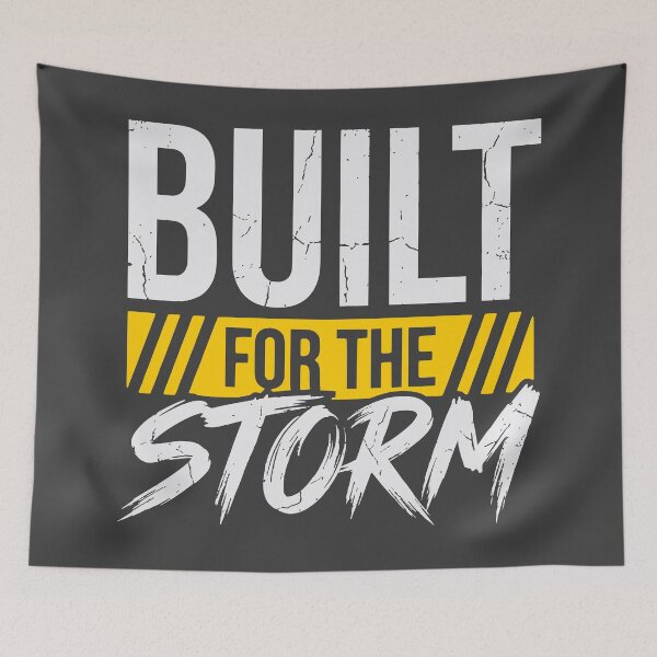 Item preview, Built For The Storm (Warning Yellow) - Gritty Motivational Workout & Resilience Quote designed and sold by RetroNeon.