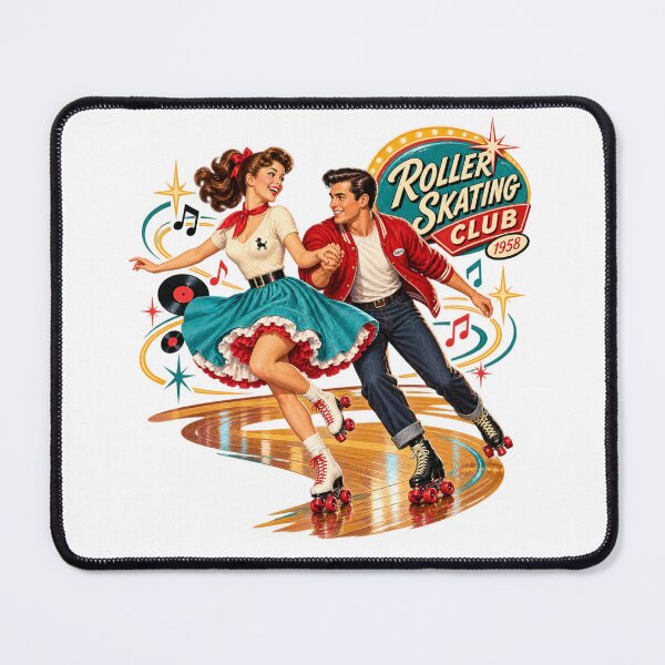 Item preview, Vintage Roller Skating Club 1958 Retro Art Print designed and sold by Normandy Road Heritage™ - Vintage Garage Art.