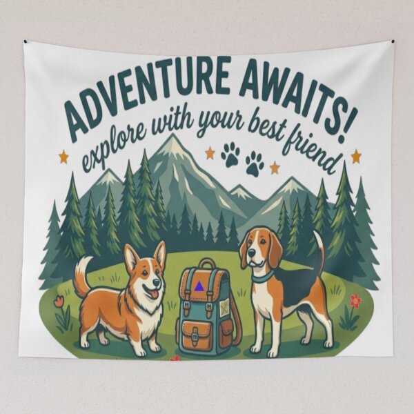 Aperçu de l'œuvre Adventure Awaits Dog Hiking créée et vendue par Salma.Store.