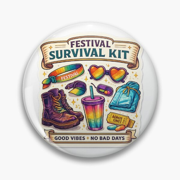 Item preview, Festival Survival Kit – Colorful Music Festival Essentials Sticker designed and sold by ChicClicker.