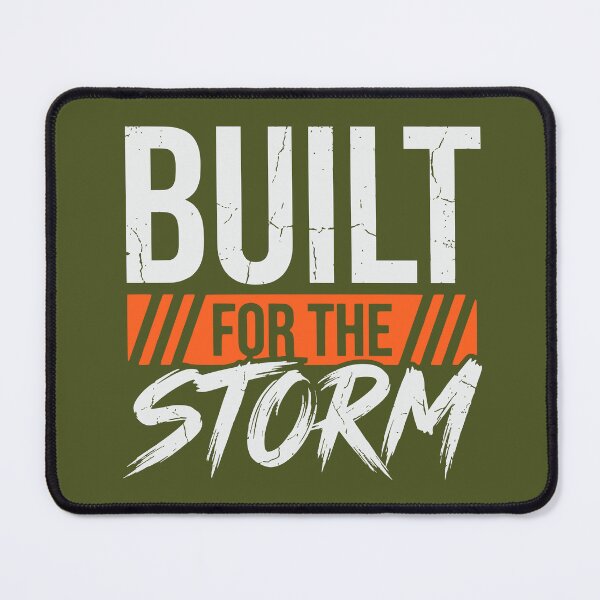 Item preview, Built For The Storm (Safety Orange) - Gritty Motivational Workout & Resilience Quote designed and sold by RetroNeon.