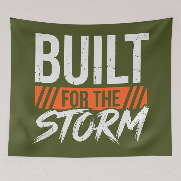 Item preview, Built For The Storm (Safety Orange) - Gritty Motivational Workout & Resilience Quote designed and sold by RetroNeon.