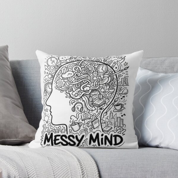 Item preview, Messy Mind Doodle Art - Overthinking Creative Chaos Funny Typography T-Shirt Design designed and sold by BS Creations.