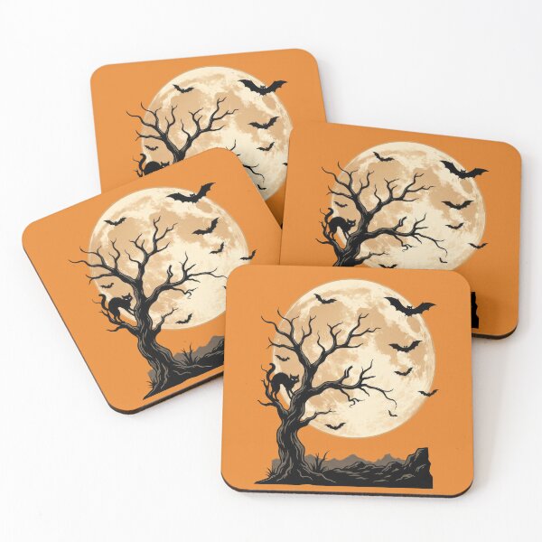 Item preview, Spooky Halloween Night Silhouette - Cat, Bats, and Full Moon designed and sold by TontikDesign.