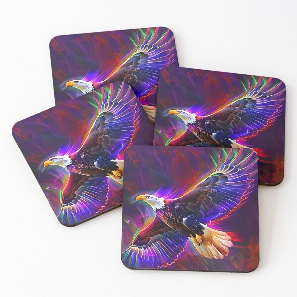 Item preview, Neon Eagle Flying Cosmic Synthwave Art designed and sold by NeonRealmsStudio.