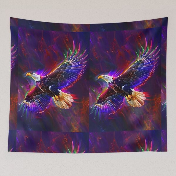 Item preview, Neon Eagle Flying Cosmic Synthwave Art designed and sold by NeonRealmsStudio.