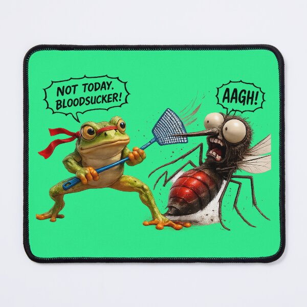 Item preview, Funny Ninja Frog Fighting Huge Mosquito Cartoon designed and sold by Funnygiftsstudio .