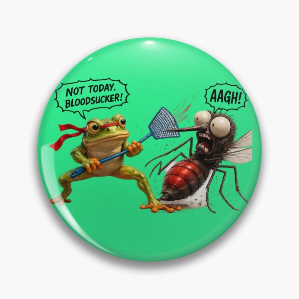 Item preview, Funny Ninja Frog Fighting Huge Mosquito Cartoon designed and sold by MariaPCMaria.