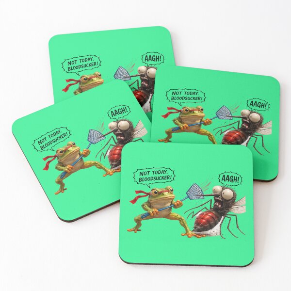 Item preview, Funny Ninja Frog Fighting Huge Mosquito Cartoon designed and sold by Funnygiftsstudio .