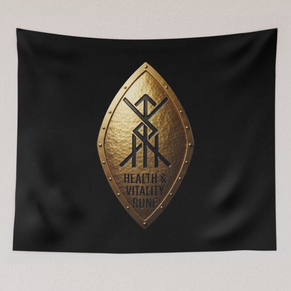 Aperçu de l'œuvre Rune de Santé et Vitalité – Bouclier de la Bombe d'Or créée et vendue par Warrior’s Path.