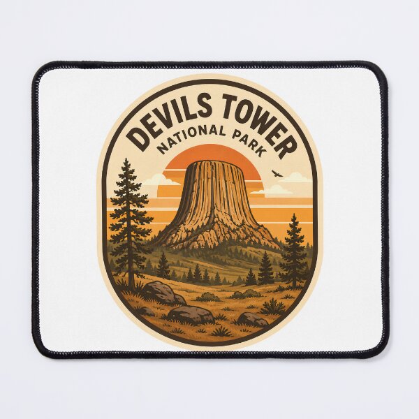 Item preview, Devils Tower National Monument Wyoming Vintage Retro Travel Patch designed and sold by LittleArij.