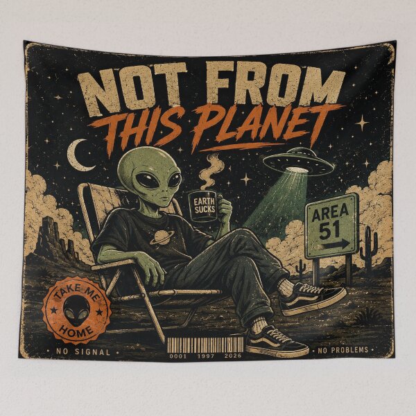Item preview, Not From This Planet – Funny Alien Retro Sci-Fi Design designed and sold by Lumvero.