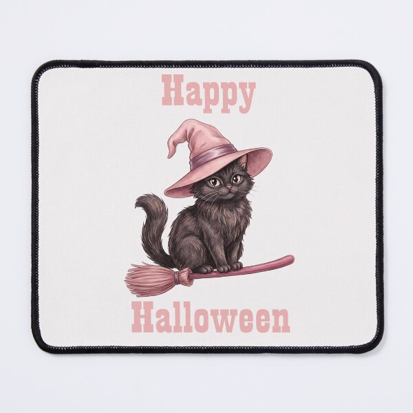 Item preview, Cute Pinkoween Black Cat on Broom Happy Halloween designed and sold by MythicCotton.