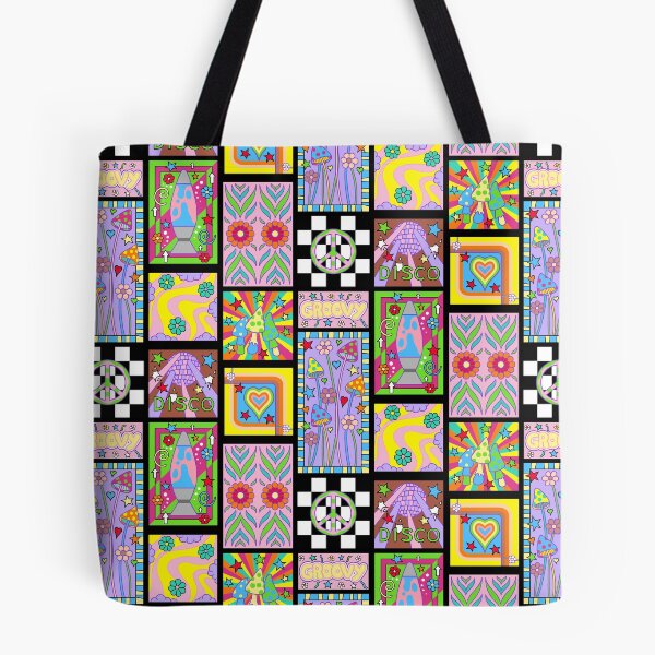 Item preview, Cute Flower Power Retro Psychedelic Patchwork Montage designed and sold by kitschandkawaii.