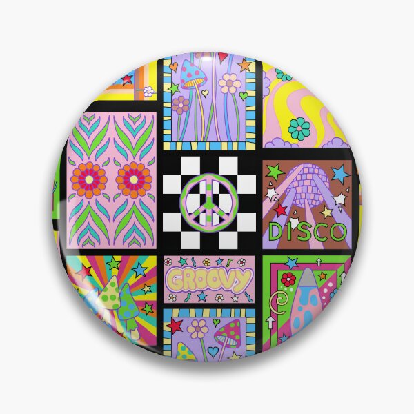 Item preview, Cute Flower Power Retro Psychedelic Patchwork Montage designed and sold by kitschandkawaii.