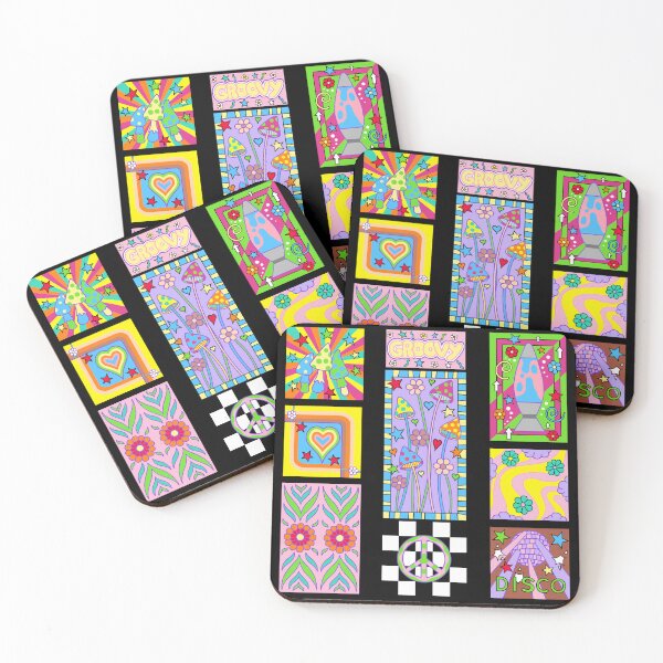 Item preview, Cute Flower Power Retro Psychedelic Patchwork Montage designed and sold by kitschandkawaii.