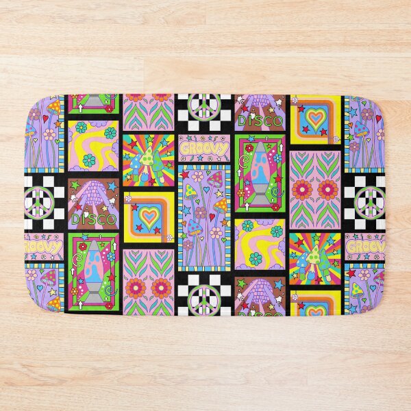 Item preview, Cute Flower Power Retro Psychedelic Patchwork Montage designed and sold by kitschandkawaii.