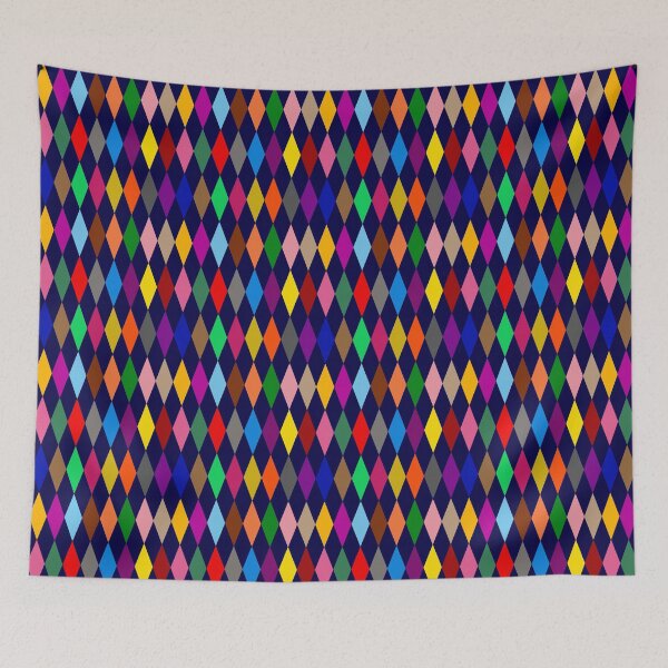 Item preview, Colorful Harlequin Diamonds Design Navy Blue  designed and sold by PatternTitan.