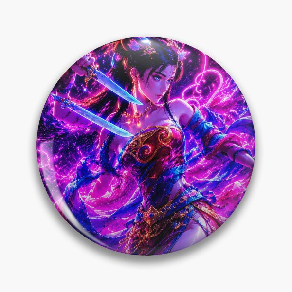 Item preview, Cyberpunk Neon Blade Dancer - Futuristic Fantasy Art designed and sold by NeonRealmsStudio.