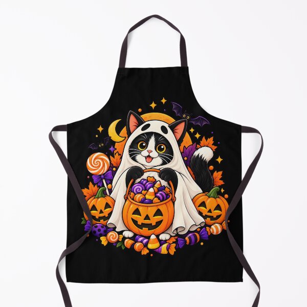 Item preview, Cute Halloween Ghost Cat Pumpkin Candy designed and sold by Retro Whiskers.