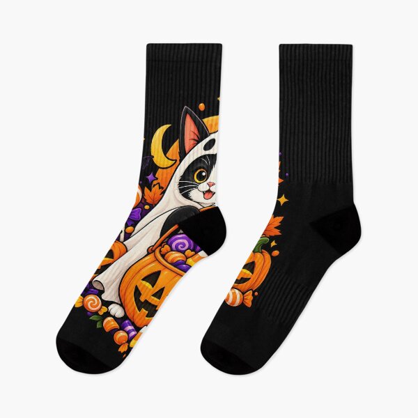 Item preview, Cute Halloween Ghost Cat Pumpkin Candy designed and sold by Retro Whiskers.