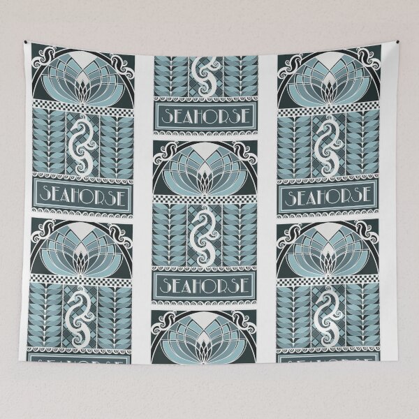 Item preview, Art Deco Seahorse Poster - Geometric Marine Illustration designed and sold by Vil1Coyote.