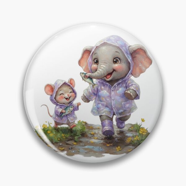 Item preview, Cute Baby Elephant and Mouse Friends in Raincoats designed and sold by BonnieGlam13.