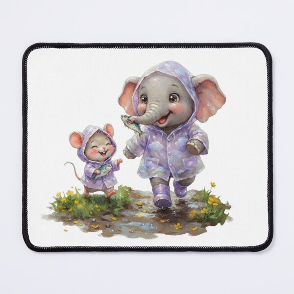 Item preview, Cute Baby Elephant and Mouse Friends in Raincoats designed and sold by BonnieGlam13.