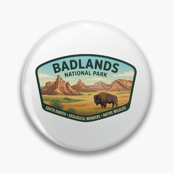 Item preview, Badlands National Park South Dakota Vintage Bison Nature Badge designed and sold by LittleArij.