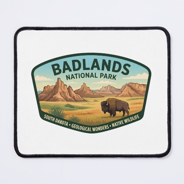 Item preview, Badlands National Park South Dakota Vintage Bison Nature Badge designed and sold by LittleArij.