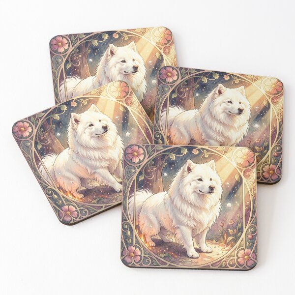 Item preview, Samoyed in Art Nouveau style with elegant Art Nouveau flow designed and sold by FotoworldEdel.