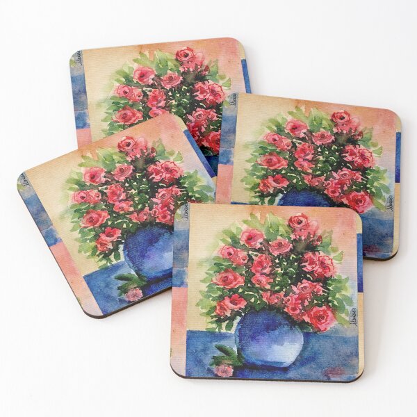 Item preview, Blue Rose Watercolour Still Life Print, Floral Art | Roses in Blue designed and sold by ArithraStudio.