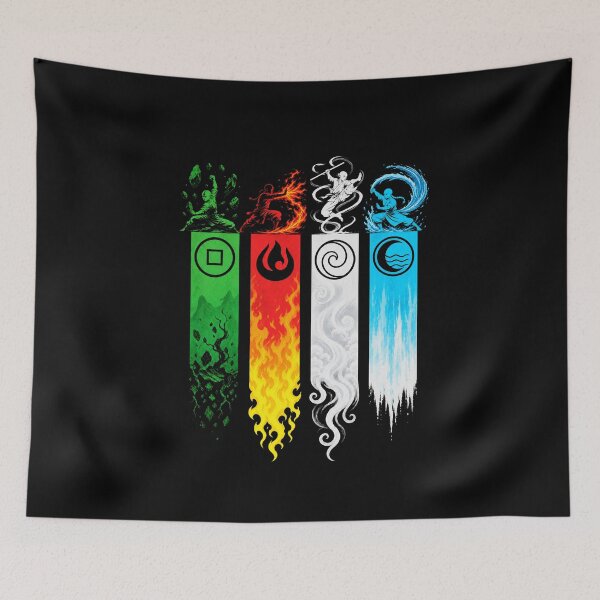 Item preview, Four Elements Master Banners Martial Arts Monk Art designed and sold by lamiarte.