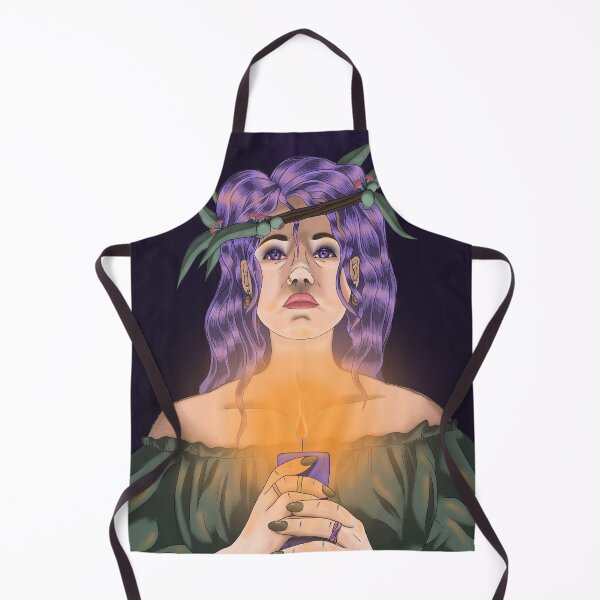 Item preview, Yule Goddess with Purple Candle – Winter Witch Art designed and sold by TheMossAndMermaid.