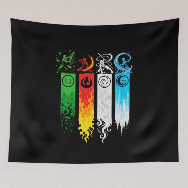 Item preview, Four Elements Master Banners Martial Arts Monk Art designed and sold by lamiarte.