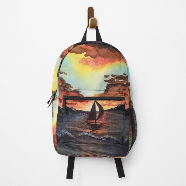 Item preview, Sunset Sailboat Watercolour Print, Nautical Wall Art | Towards the Light designed and sold by ArithraStudio.