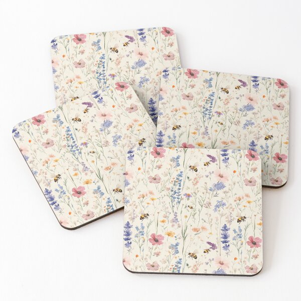 Item preview, Watercolor Wildflower Meadow Bee Pattern designed and sold by naturalplanners.