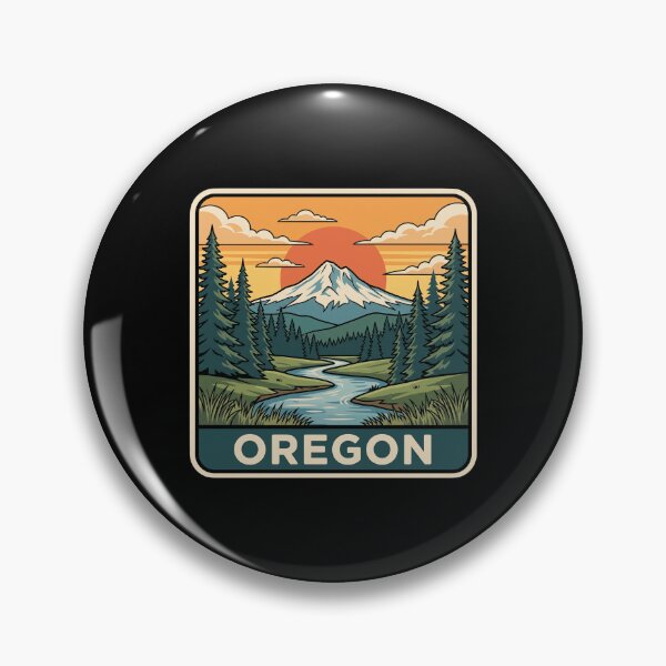Item preview, Vintage Oregon Mount Hood Alpine River Travel Badge designed and sold by Paper Drip.